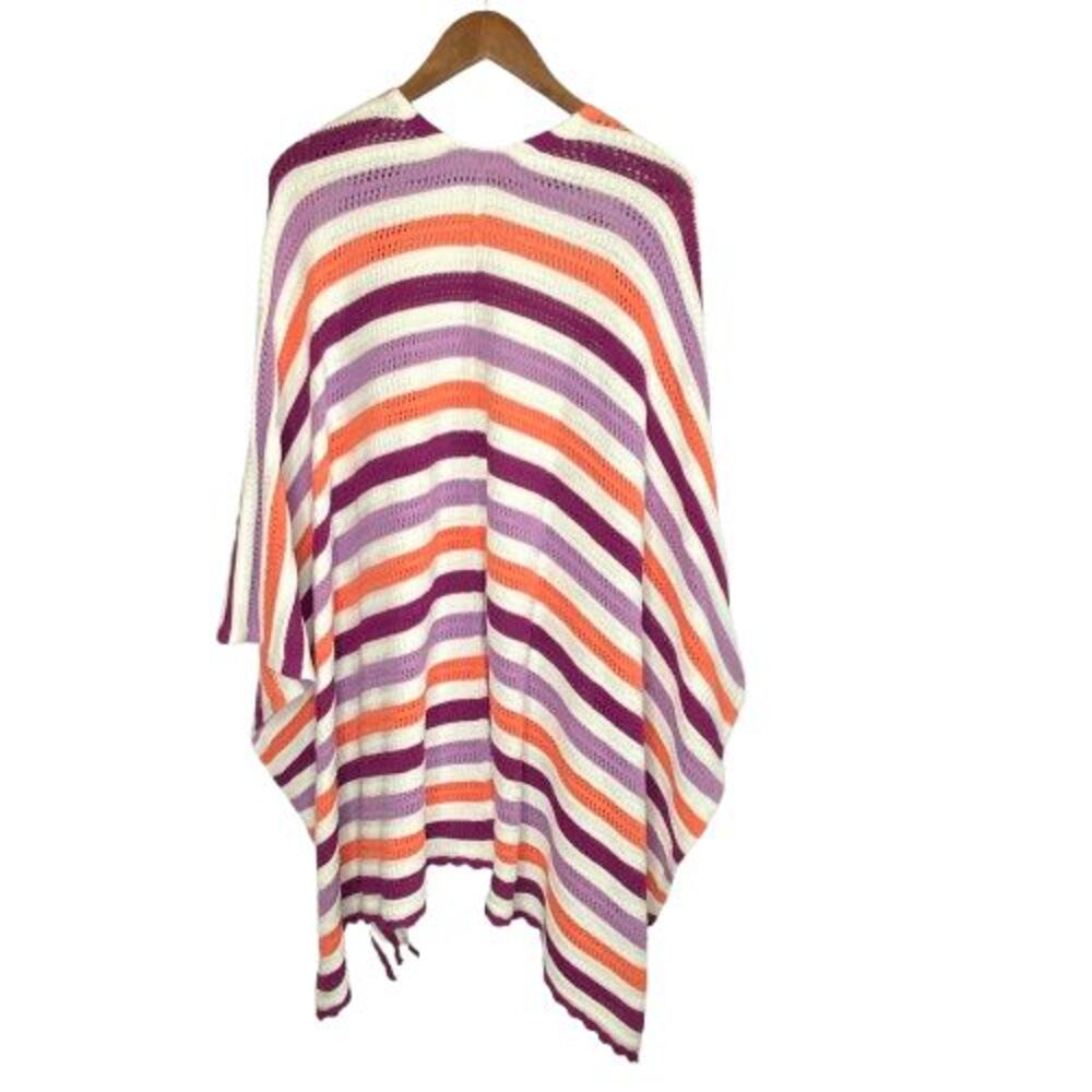 Talbots Purple and Orange Striped Poncho - Picture 8 of 16
